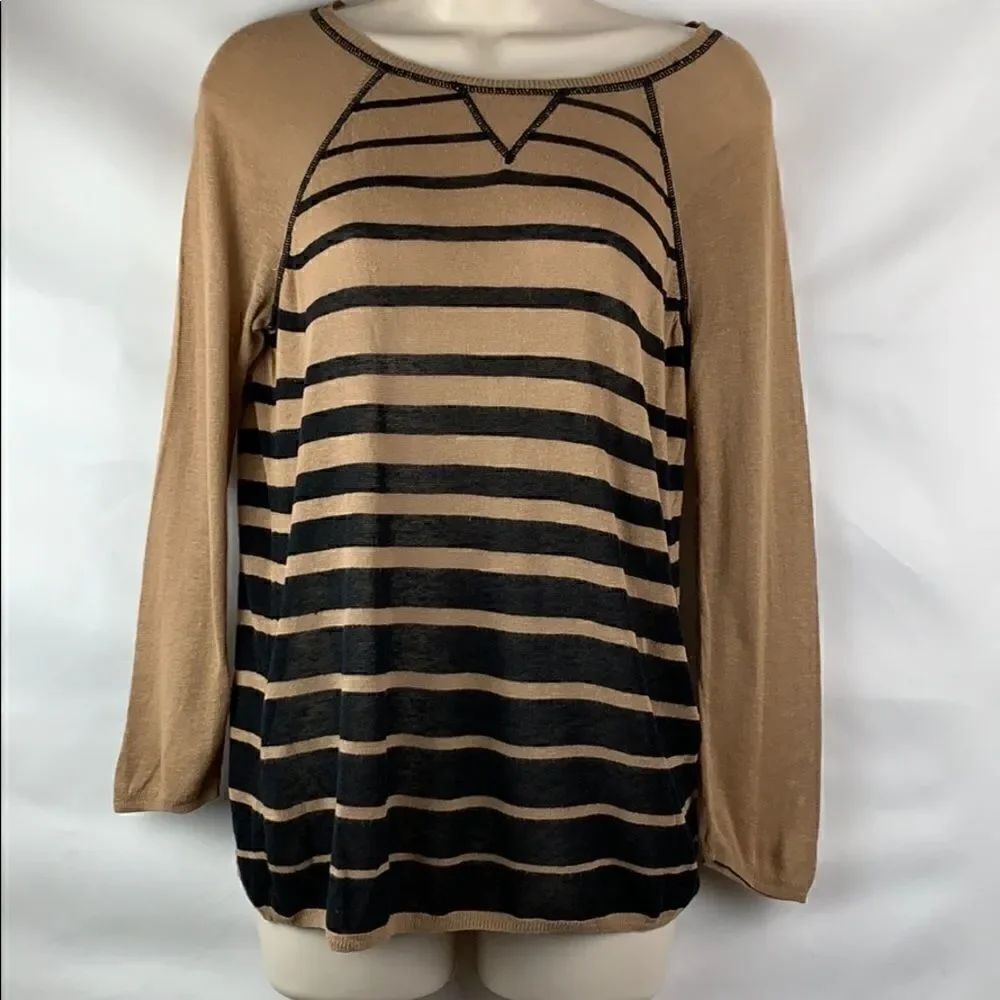 Cynthia Rowley linen blend black & brown sweater.